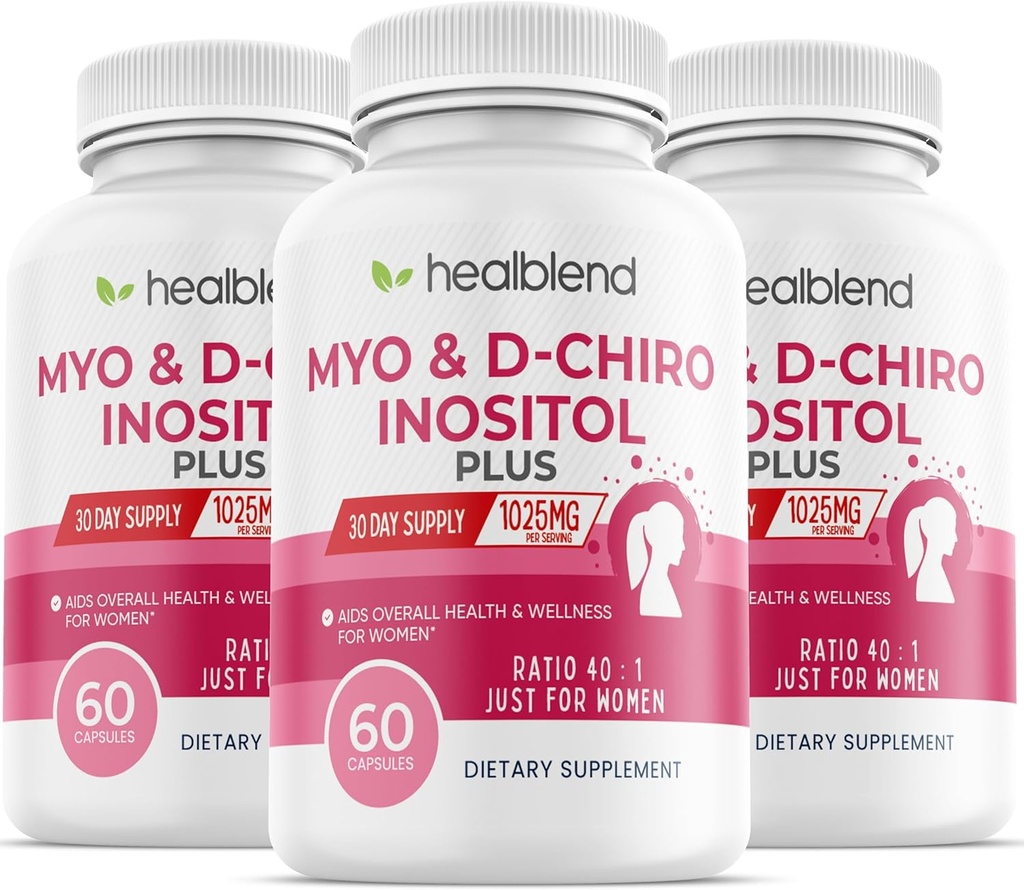 Myo & D-Chiro Inositol Plus Suplemento Mistura, Equilíbrio Hormonal, Ovulação Saudável e Apoio ao Bem-Estar Geral para Mulheres, Fertilidade e Saúde da Gravidez (3 Pack)