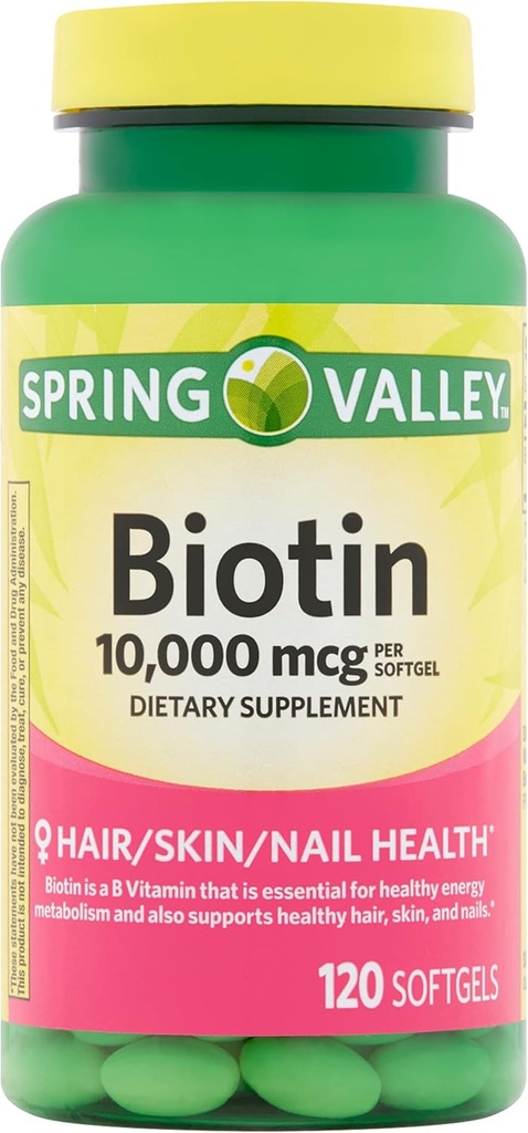 Spring Valley Biotin Suplemento dietético, 10.000 mg, 120 Softgels