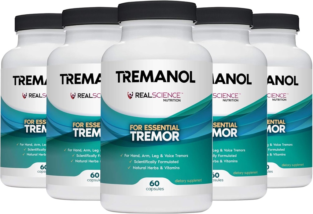 Tremanol – Pacote de 5 - Ajuda Natural para Tremor Essencial - Fornece alívio para Mãos Shaky, Braço, Perna, & Tremor Voz