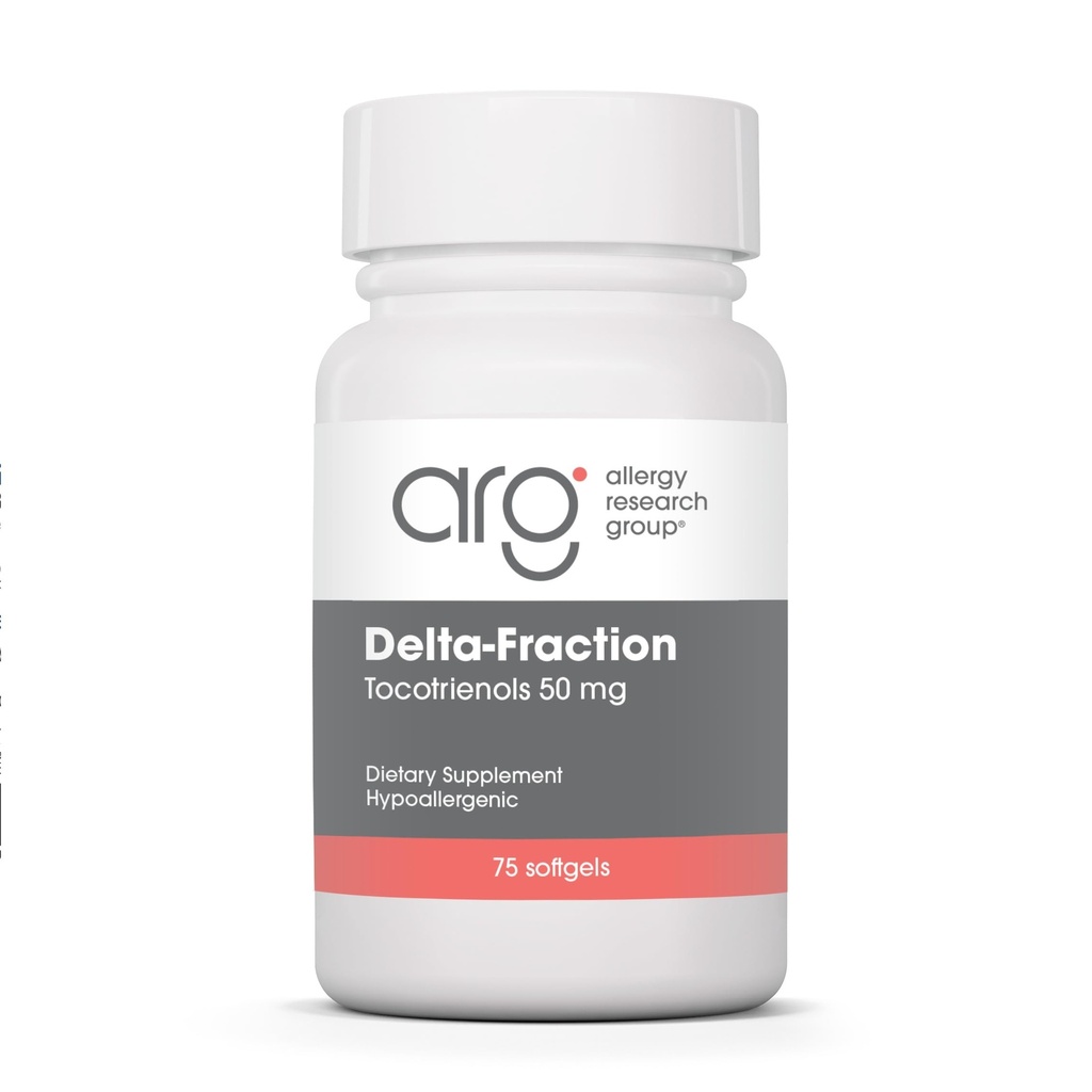 Grupo de Pesquisa em Alergia Suplemento de Tocotrienols Delta-Fraction - 50 mg Vitamina E, Annatto, Gamma, Tocotrienols Only, Tocoferol-Free, Hipoalergenic, Softgels - 75 Count