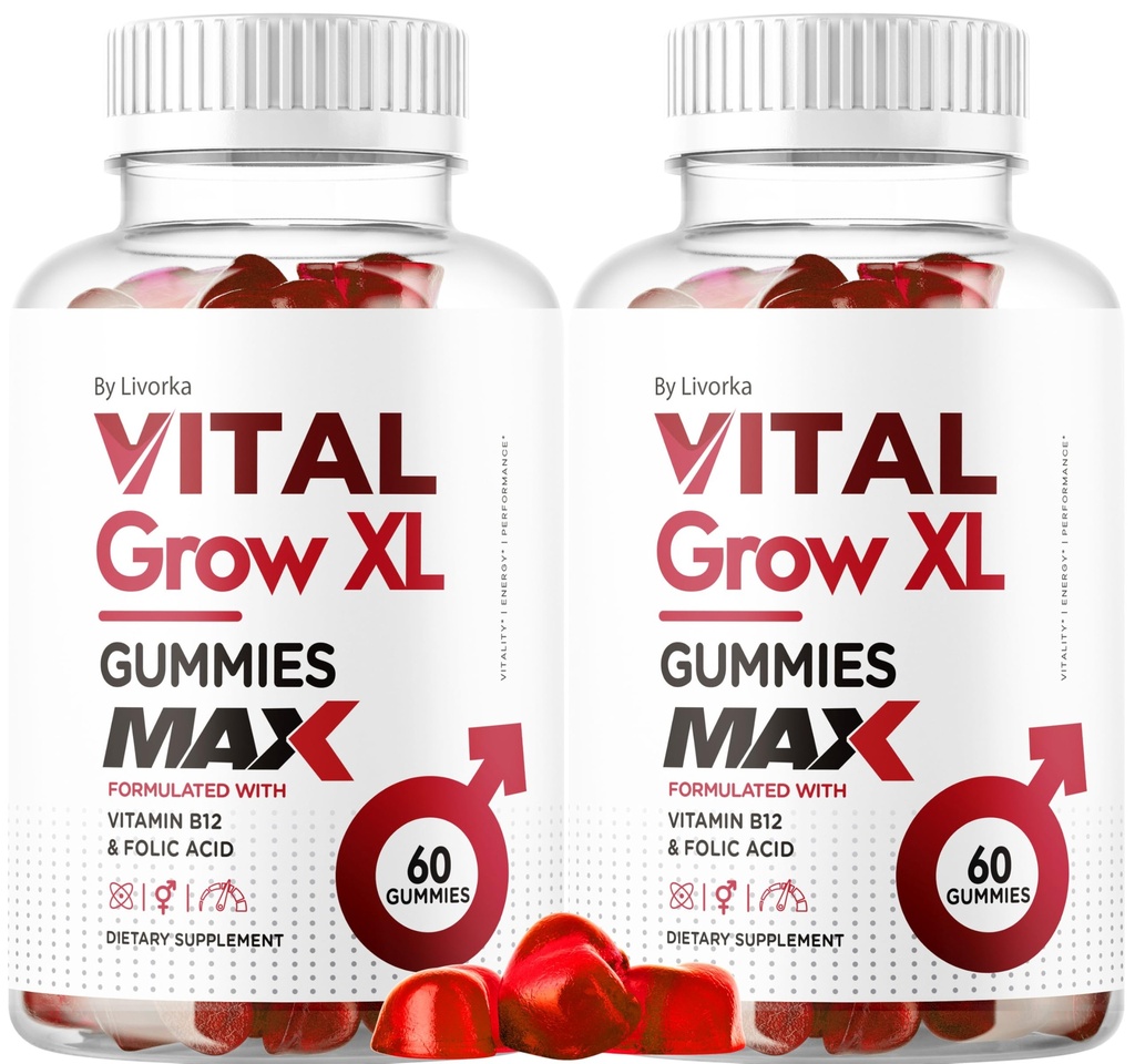 (2 Pack) Vital Grow XL Pastilhas masculinas - Gummies de desempenho masculino 1050MG Vital GrowXL Mistura, Vital Grow Gummy Crescimento avançado Gomitas Fórmula, 120 Gummies para 2 meses