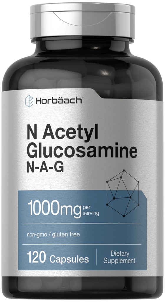 Horbaach N-Acetil Glucosamina 1000 mg – 120 Cápsulas – Comprimidos Suplemento N-A-G – Não-GMO e Glúten Grátis
