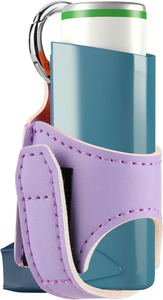 Beautyflier Asma Inhaler Holder PU Leather Travel Handy Holder para adultos e crianças, Inhaler não incluído