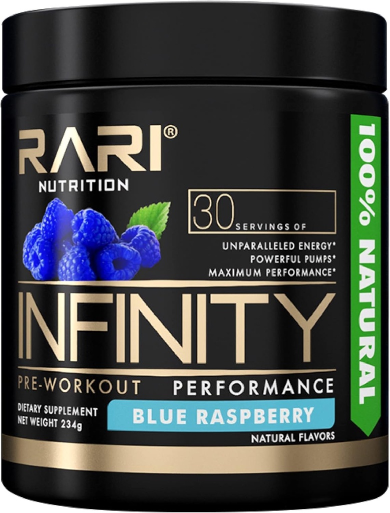 Infinity desempenho pré-treino - pré-treino para mulheres e homens, de alta performance Energia Pó - 30 Servings - framboesa azul