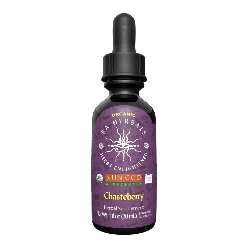 Ra Herbals Organic Chasteberry Extract (Extrato de Chasteberry Orgânico) Vitex Agnus-Castus Herbal Tintura (Equilíbrio Hormonal Feminino) e Suporte Menstrual (USDA) Orgânico, Vegan, Drops Líquidos