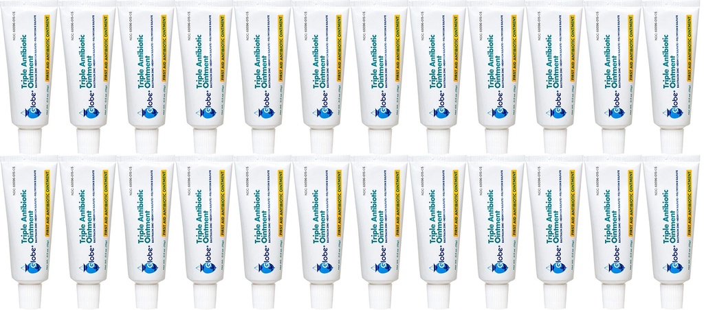 Globo Triplo Antibiótico Primeiros Socorros Pomada, 0,5 onças (24-Pack) Primeiros Socorros Antibióticos Pomada, 24 horas de proteção de infecção, tratamento de feridas para pequenos raspas, queimaduras e cortes