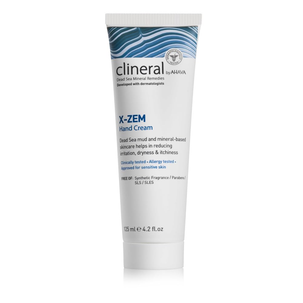 AHAVA Clineral X-Zem Hand Cream - Alivia desconforto da dermatite, luta contra a vermelhidão, secura e coceira, suaviza secura e rugosidade, com Hipófae Oil, Manteiga de Karité & Osmoter, 4.2 Fl.Oz