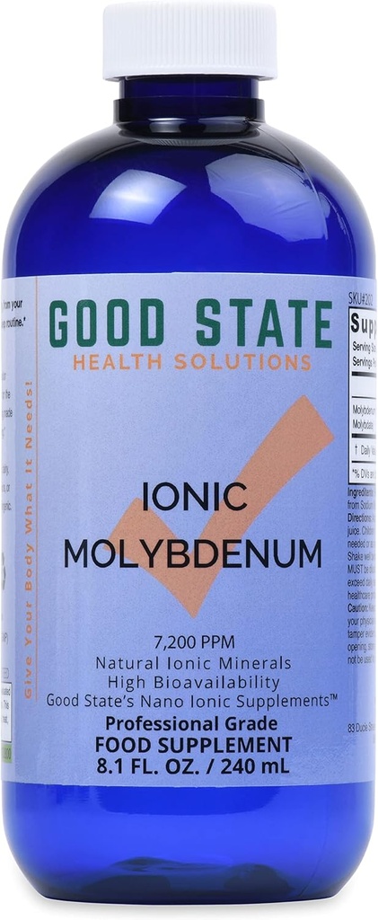 Molibdênio Iônico Líquido de Estado Bom (96 porções a 2 mg elementar, mais 2 mg de ácido fulvic - 8 fl oz)
