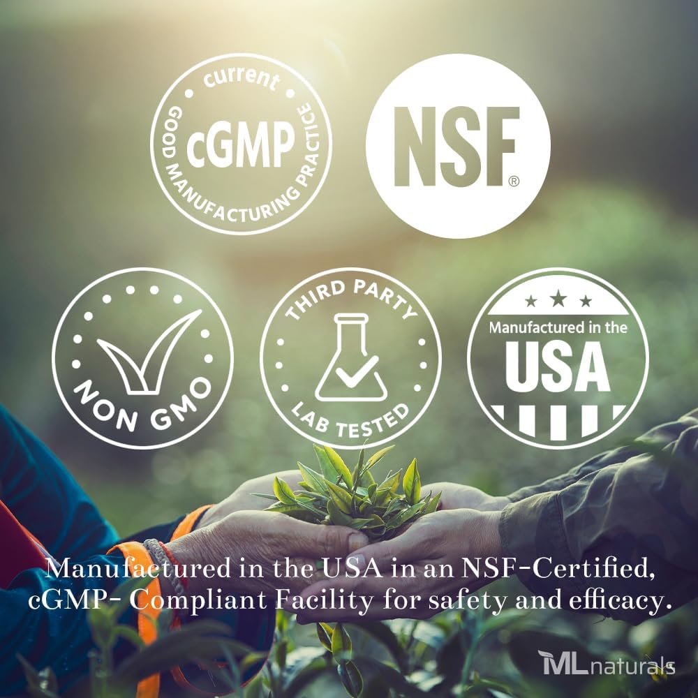 ML Naturals Phosphatidyl Serine 200 mg (Standard) 240 Cápsulas Vegetais. Suporta memória e função cerebral, não-GMO, NSF-certificado e cGMP-compliant
