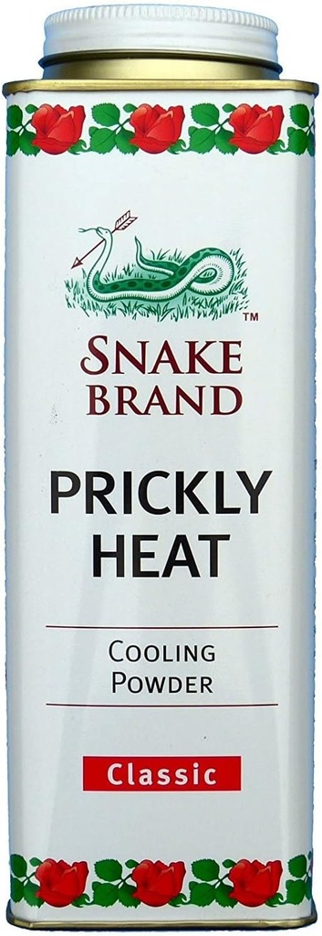 Snake Brand Pickly Heat Cooling Powder for Everyday Use - Anti-Chafing, Alívio Erupção de calor, Clássico cheiro original (9.9 Oz / 280g)