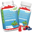 2 Pacote Ashwagandha Gummies com vitamina D para mulheres e homens, Açúcar grátis Vegan 1000MG Ashwagandha Suplemento Gummy & Vitamina C, 120 Conde