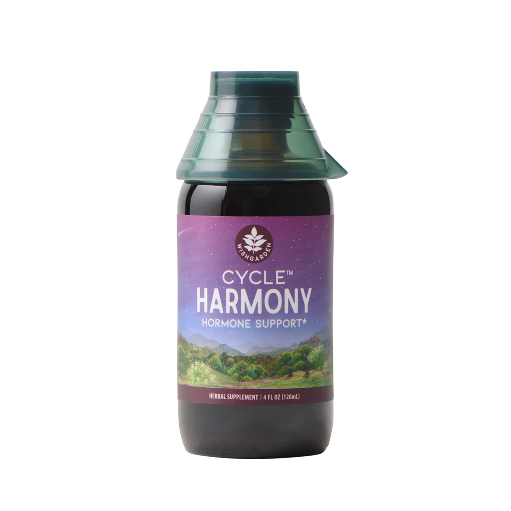 WishGarden Herbs Cycle Harmony Hormone Support - Suplemento de ervas com base em plantas w/Vitex & Wild Yam suporta normal Menstrual Cycle & Hormone-Based Questions, PMS, Irregular Cycles, Ovulação Questions, 4 oz