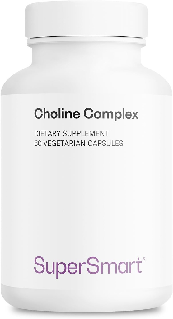Superesmart - Complexo de Colina (Patente & Alta Força) - com Colina Bitartrato, GPC Colina & CDP Colina - Suplementos de Colina de Alta Potência - Não-GMO e Glúten Grátis - 60 Cápsulas Vegetarianas