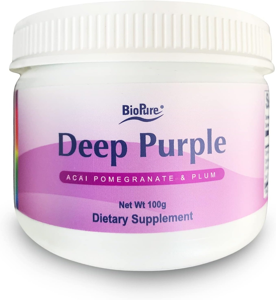 BioPure Deep Purple – All-Natural Superfruit Suplemento dietético feito de uma mistura sinérgica de acai orgânico, romã orgânica, e ameixa para Gut Health, apoio imunológico e bem-estar geral – 100g