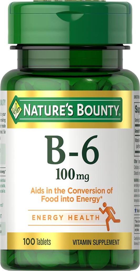 Vitamina B6 100mg - Suporta Metabolismo Energético e Saúde do Sistema Nervoso, 100 Ct