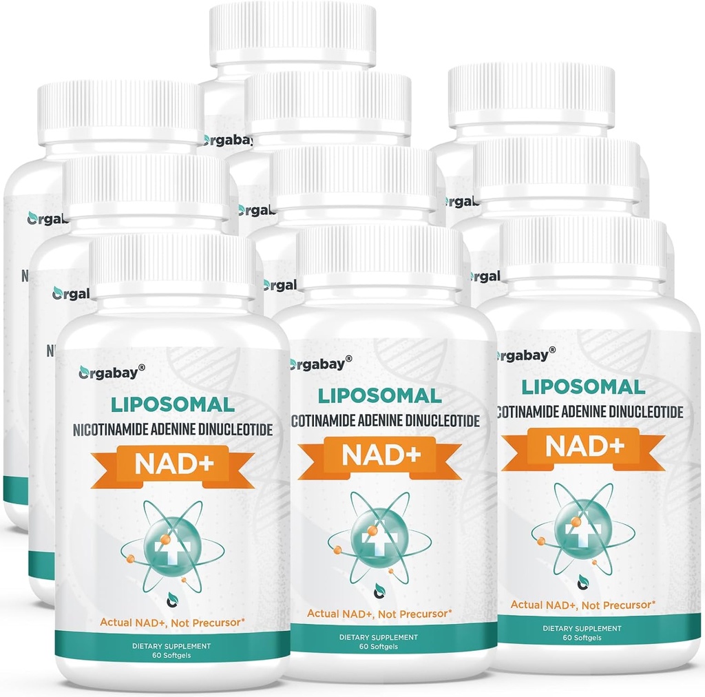 NAD lipossomal Orgabay+ Suplemento 500 mg, alta absorção, aumentar NAD+ com TMG 250 mg, NAD real Plus mais eficiente do que Nicotinamida Riboside, apoiar energia celular, envelhecimento saudável