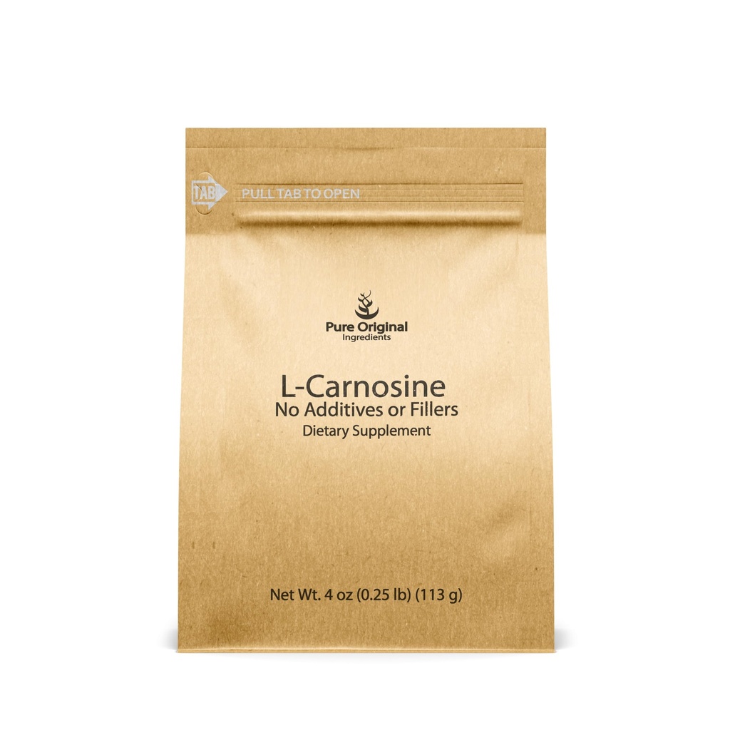 INGREDIENTES ORIGINAIS PUROS L-Carnosina em pó (4 onças), Suplemento dietético, Verificado por Laboratório, Sem Aditivos ou Aditivos