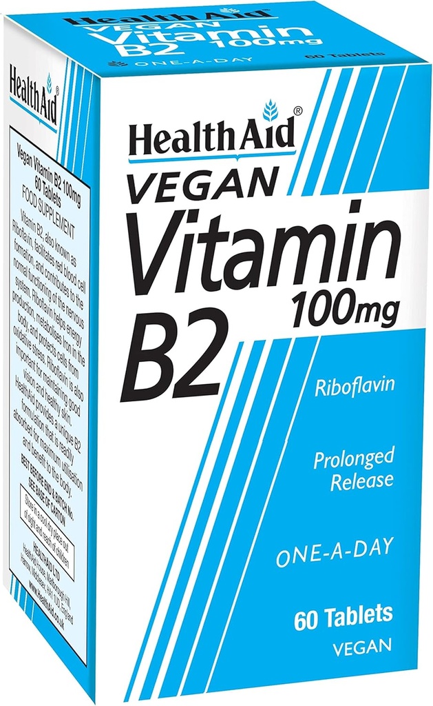 Ajuda à saúde Vitamina B2 (Riboflavina) 100mg - Libertação prolongada 60 comprimidos
