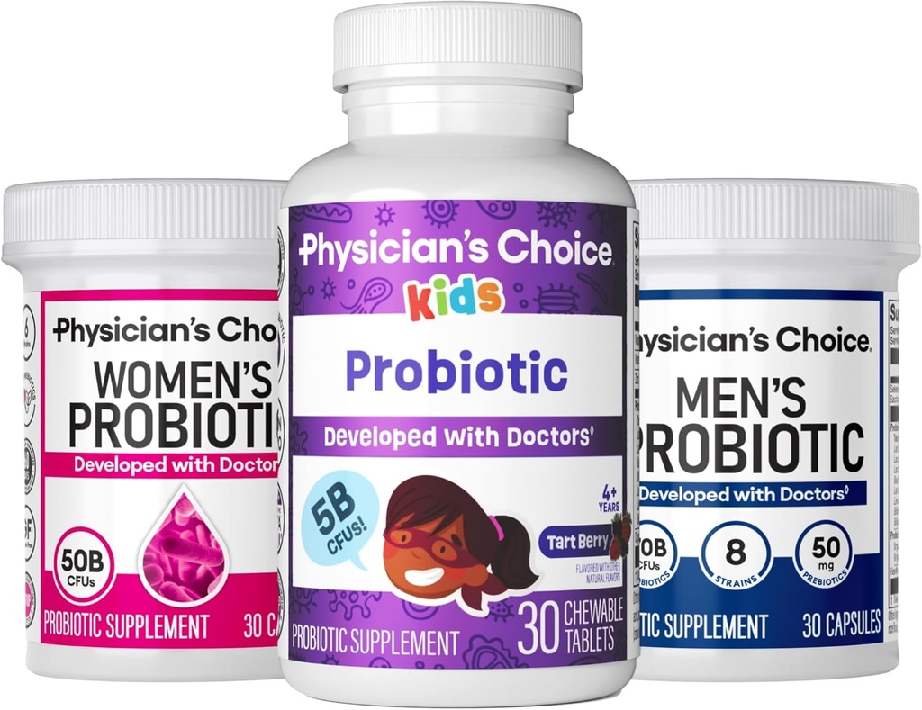 Pacote familiar probiótico - Womens Probo(30ct) + Kids Probo(30ct) + Mens Probo(30ct)