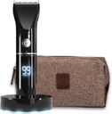 O aparador do clube da barba para homens com bolsa de viagem - elétrico sem fio recarregável barba e aparador de cabelo - alta potência 7000 RPM - 8 guias de cor 45 comprimentos únicos da guarnição - bloqueio de viagem