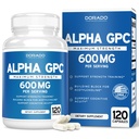 Alpha GPC Choline Cápsulas - 120 Conde, 600mg Servings (Brain Support Ajuda que apoia foco, memória, motivação, & energia (Terceiro partido testado, Vegan seguro Made in the USA) Suplemento de suporte cerebral