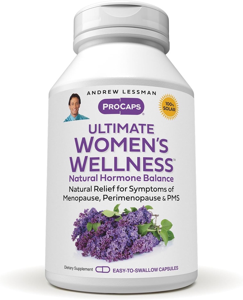 ANDREW LESSMAN Ultimate Women's Wellness 360 Cápsulas - Naturalmente Alivia Sintomas de Menopausa, TPM, Perimenopausa com Soja Isoflavonas, EGCG, Cranberry, Indole-3-Carbinol. Cápsulas fáceis de engolir
