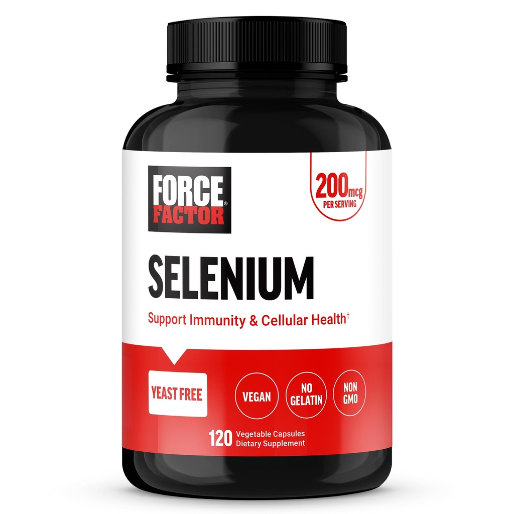 Força Fator Selenium Imune Suplemento de suporte, Selenium 200mcg Cápsulas para apoiar a defesa imunológica, Imunidade Suplemento, Vegan, Não-GMO, 120 Cápsulas