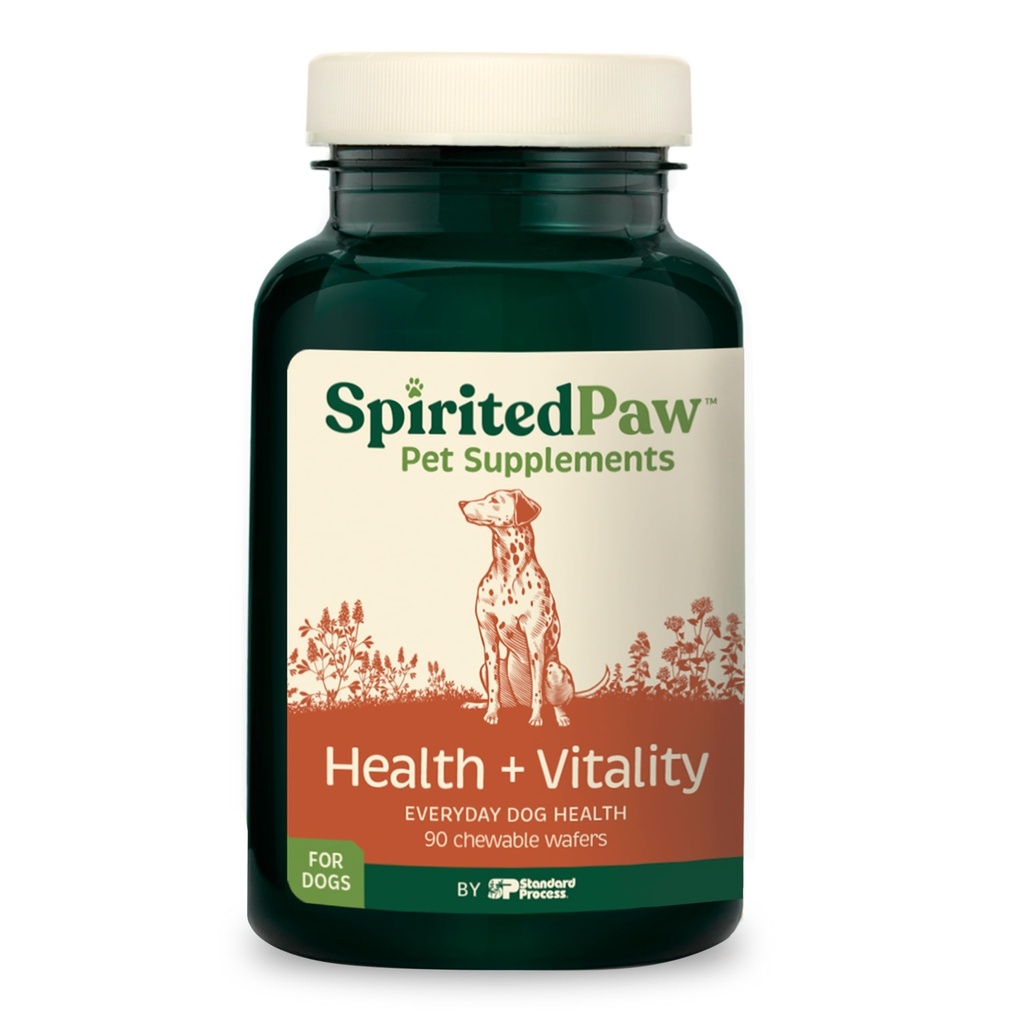 Saúde da Paw espirituoso + Vitalidade para cães - Suplemento de animais de estimação para sistema imunológico, casaco, saúde do fígado e mais - Dog Apoio multifuncional com colina, cálcio, zinco, e vitaminas D e A - 90 Wafers mastigáveis