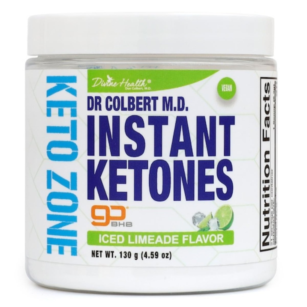 Saúde Divina Dr Colbert MD Instant Ketones Powder Limeade Flavor Recomendado em The Keto Zone Diet Book