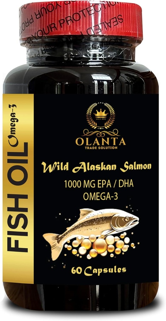 Omega 3 Fish Oil - Fonte Omega 3 Suplemento, Wild-Caught Fish Oil, Orgânico Omega 3 Fatty Acid Suplementos arrotar 1 garrafa 60 cápsulas