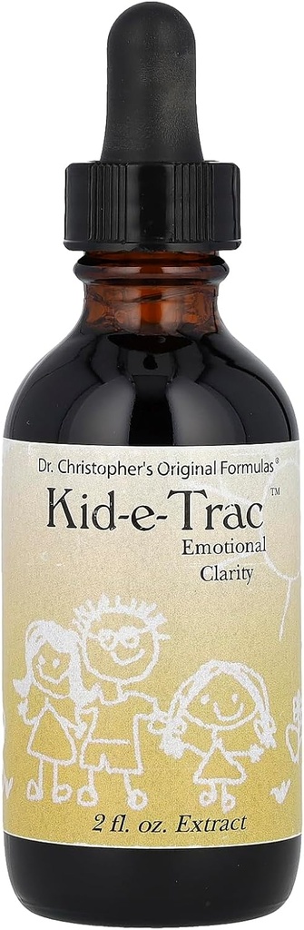 Fórmulas originais de Christopher Organic Kid-e-Trac Extract Líquido, fórmula livre de álcool infantil, Suporta clareza mental e emocional, função cerebral e calmante, 2 onças