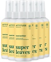Spray de higienizador de mão ATTITUDE para adultos e crianças, EWG verificado, Mata bactérias e germes, Vegan, Folhas de limão, 3.38 Fl Oz (Garrafa de Spray) (Pacote de 6)