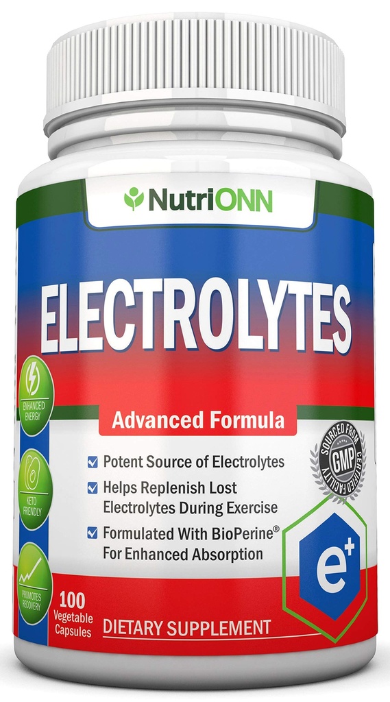 Eletrolitos - 100 Cápsulas de Substituição de Eletrolito Natural - Pílulas Premium Keto Friendly - Sem Açúcar - Grande para Hidratação, Renovação e revitalização - Trace Mineral Potássio, Magnésio, Sal de Sódio