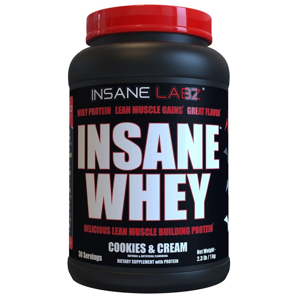 Loucura Labz Whey louco, 100% Muscle Building Whey Protein, BCAA perfil Amino, Mass Gainer, substituição de refeições (Cookies & Cream, 30 Servings)