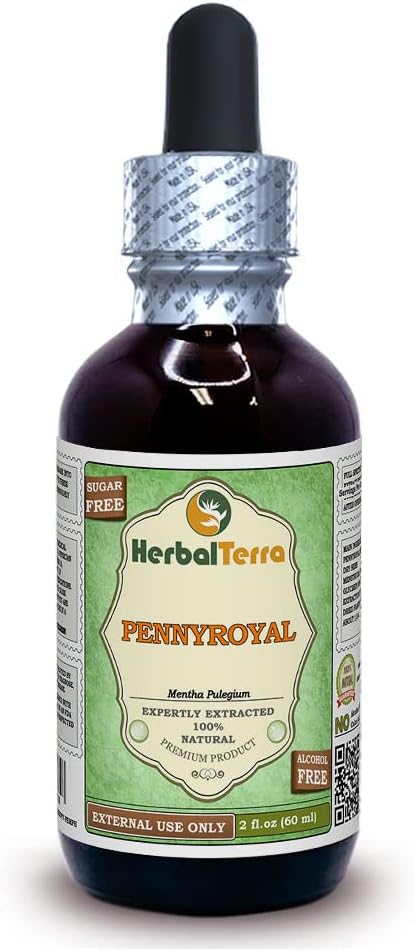 Pennyroyal (Mentha Pulegium) Glicerite, Erva seca orgânica Extrato líquido sem álcool 2 onças
