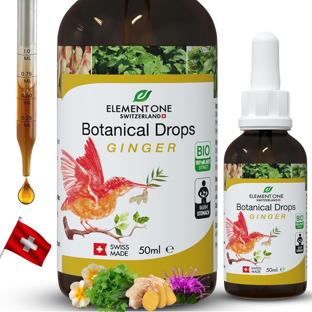 Gotas Botânicas Naturais – Ginger e Enzimas Digestivas em uma Fórmula Orgânica para Bem-Estar Integral, Apoiar o Sistema Imune, Promover o alívio da inflamação e Melhorar a circulação sanguínea (50ml)