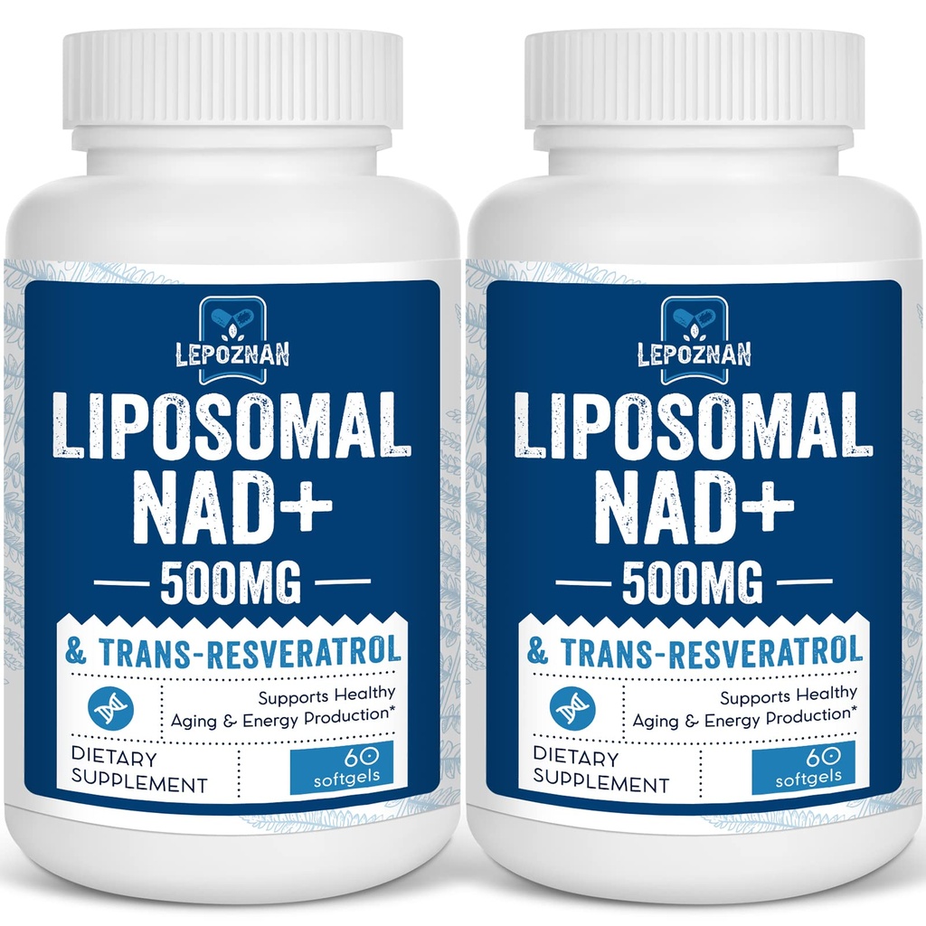 NAD lipossomal + 500 mg + Trans-Resveratrol 300 mg, Absorção Superior,Verdadeiro Suplemento NAD Eficiente do que NMN,Nicotinamida Riboside para Reparo de Metabolismo de Energia Celular e DNA, Envelhecimento saudável,120 Softgels