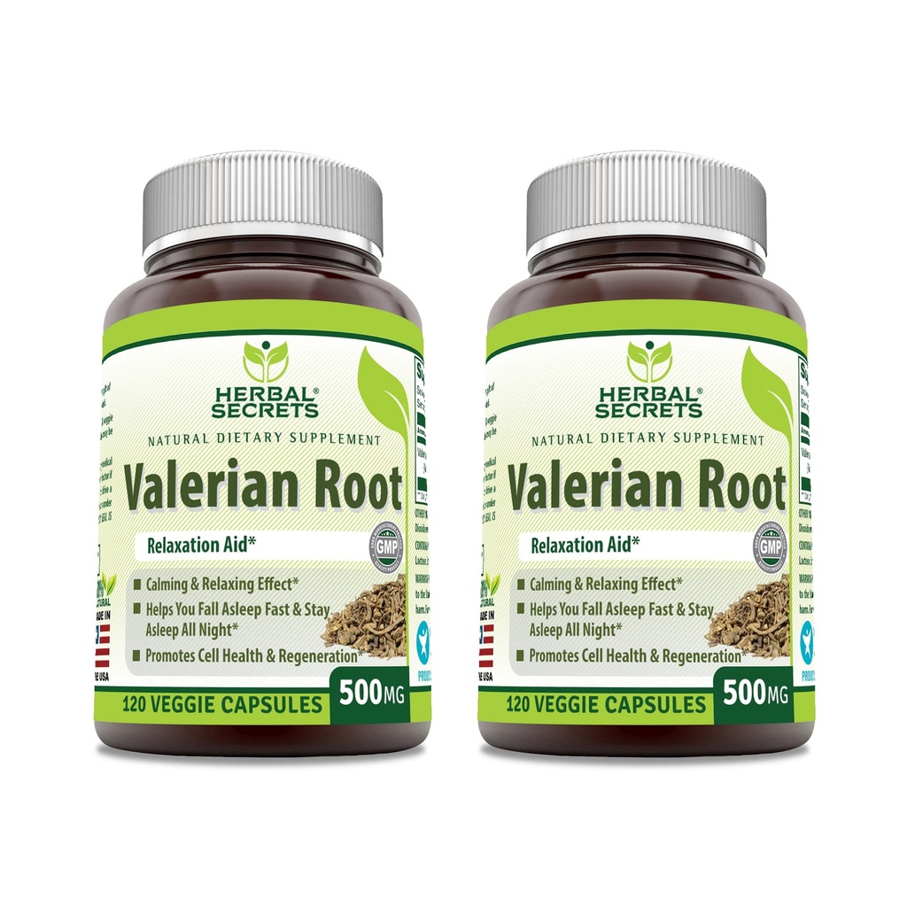 Herbal Secrets Valerian Root 500 Mg Supplement . Cápsulas Veggie .
