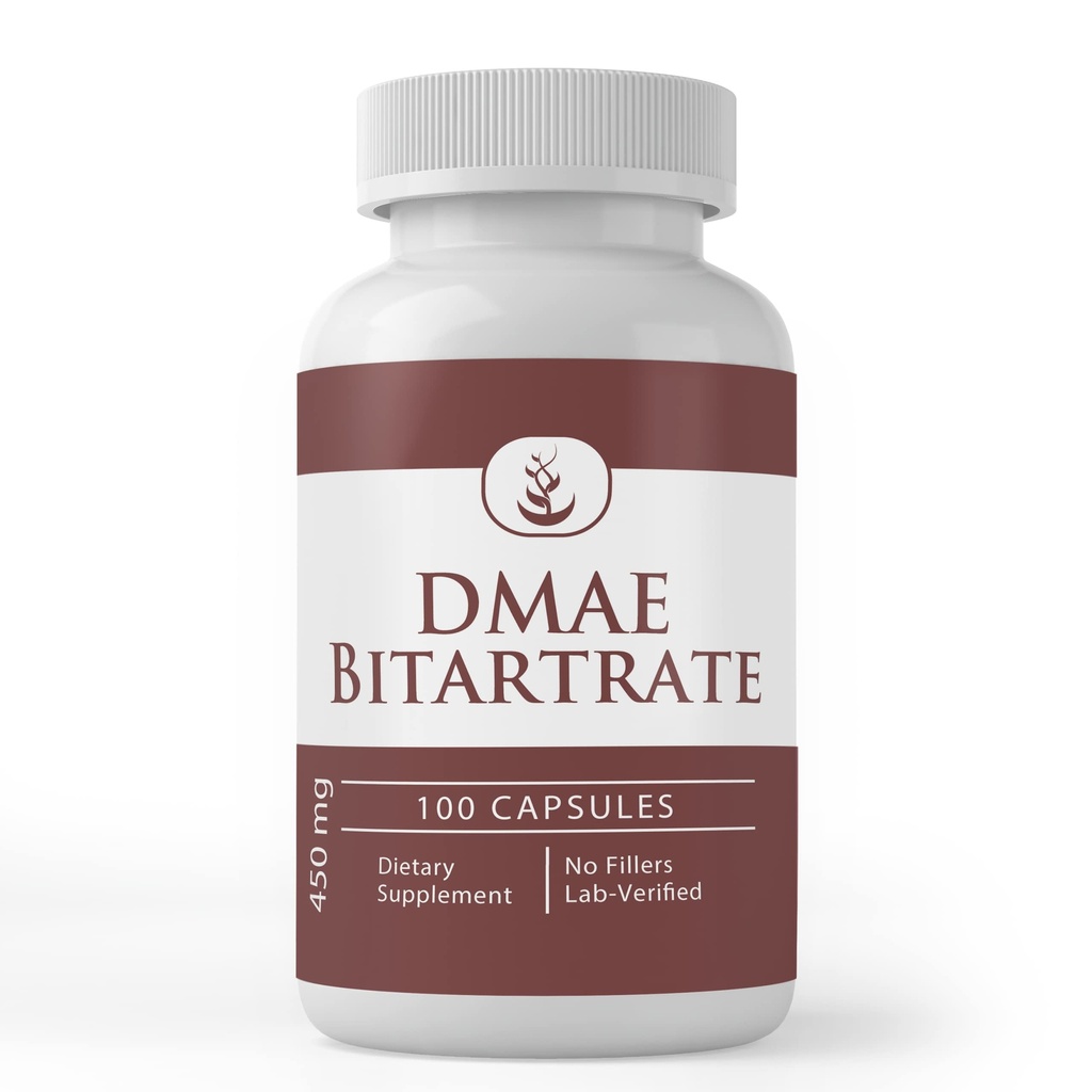 Ingredientes originais puros DMAE Bitartrate, (100 cápsulas) sempre puro, sem aditivos ou enchimentos, laboratório verificado