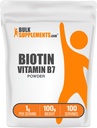 BulkSuplements.com Biotin 10000mcg Pó - Vitamina B7, Vitaminas para o cabelo, pele e unhas - Sem glúten, 1g por serviço (10mg Biotina), 100g (3,5 oz) (Pack of 1)