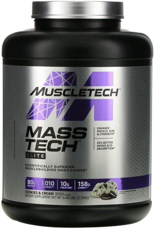 MuscleTech Mass-TechTM Elite, Cookies & Cream, 6 libras (2,72 kg)