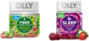 OLLY Fiber Gummy Rings 50ct & Sleep Gummy 60ct com Melatonina, L-Theanina, Camomila, Limão Balm