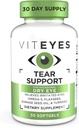 Viteyes Tear Support Eye Soothing Blend, Suplemento ocular seco ocasional, Sem gotas de olho, Alívio de vermelhidão, Vitamina ocular, Suporte de alergia para Itchy Eyes, Omega-3 Fish Oil, 30 Softgels