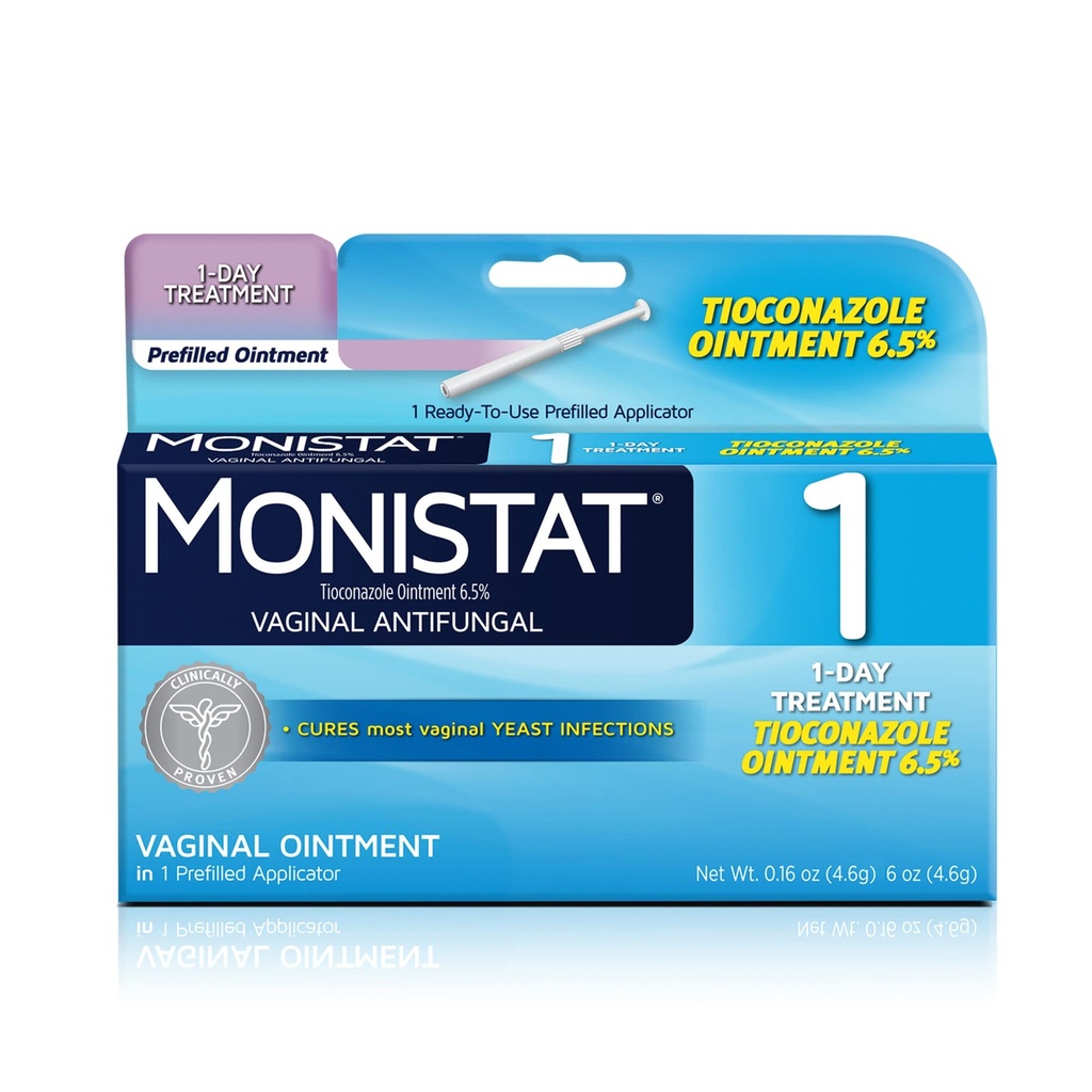 RepHresh Vaginal Gel 4ct (0,07 oz) e Monistat 1 dia Febre Tratamento Infecção para Mulheres com 1 Aplicador de Pomada de Tioconazol