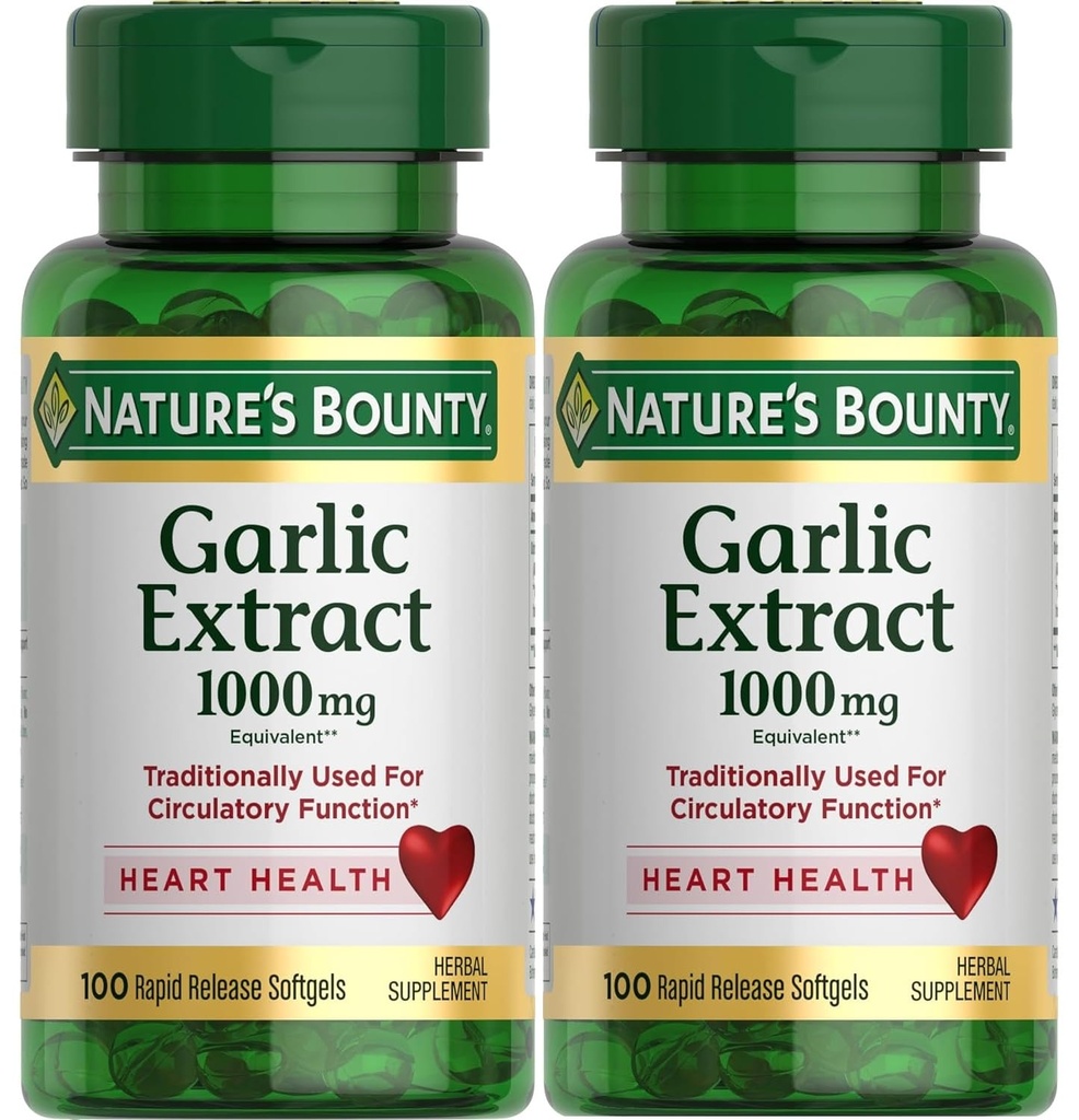 Extrato de Alho Bounty da Natureza 1000 mg Softgels 100 ea (Pacote de 2)