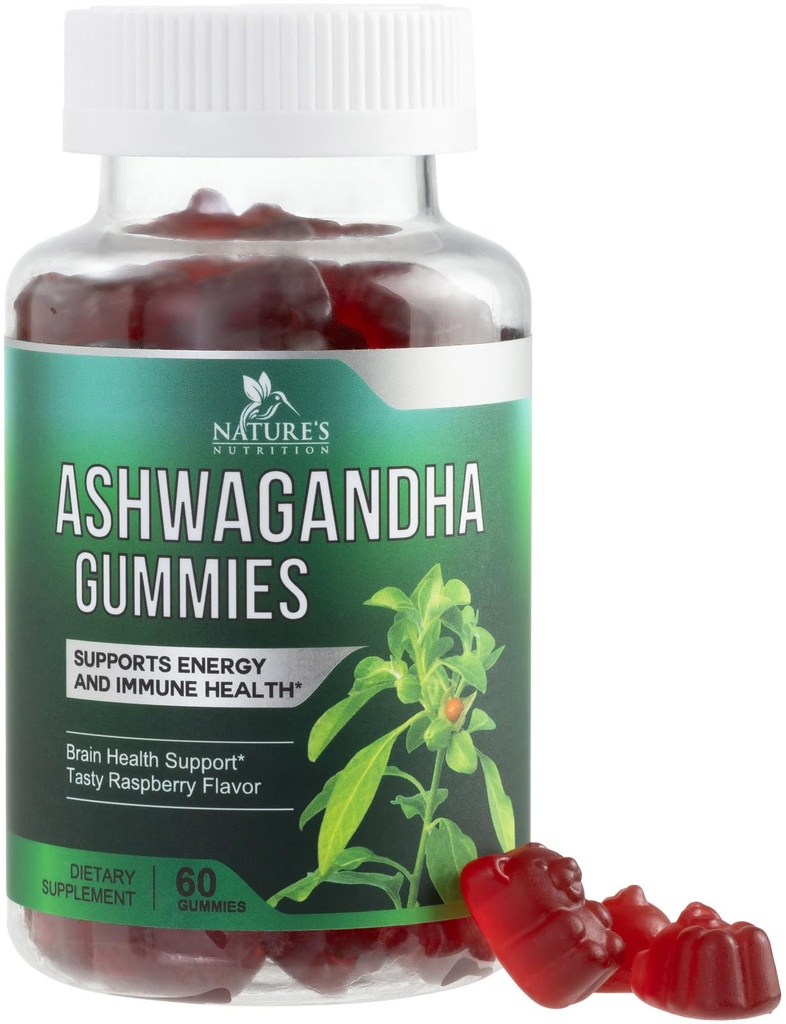 Ashwagandha Gummies 30:1 Extrato de 3000mg - Vegan, Planta com base, Não-GMO, Gluten-Free & Gelatin Free, Suplemento Ashwagandha para mulheres e homens, Natural Calmo, Relaxação, e Imune Support, 60 Gummies