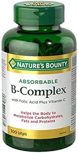 Complexo B Absorvível da recompensa da natureza com ácido fólico mais vitamina C, 100 Softgels