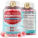 NEVISS Probiótico + gomas prebióticas para adultos e crianças 4+, mastigável sem açúcar 50 bilhões de UFC w/Fiber, Vitamina B1 B2 D3 & Zinco, para Digestive & Gut Health, Boost Microflora Diversity, 60 Cts