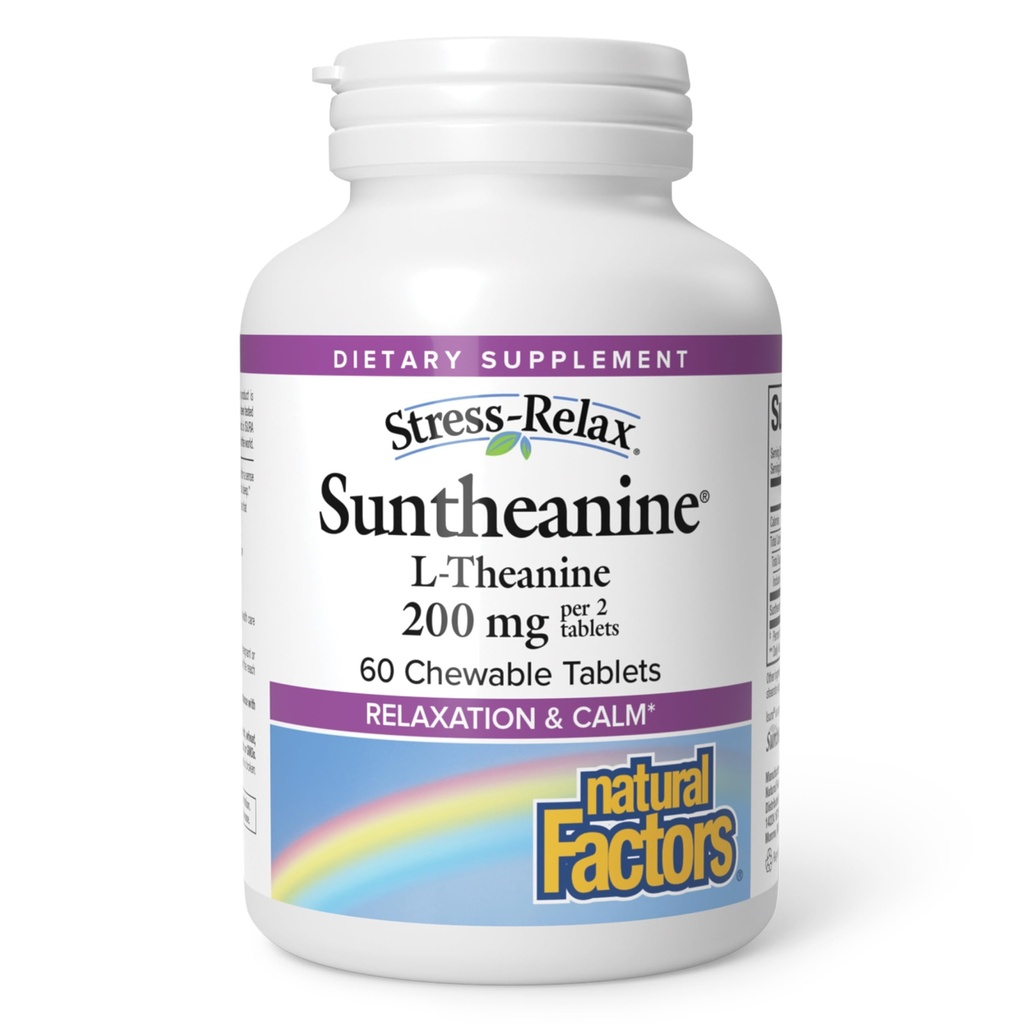 Fatores naturais Suntheanina L-Teanina 100 mg - Suplemento de saúde para o Outlook calmo - L-Teanina Suplemento Suporta Relaxante sono e Aids contra a Drowsiness - 60 comprimidos mastigáveis (30 Servões)