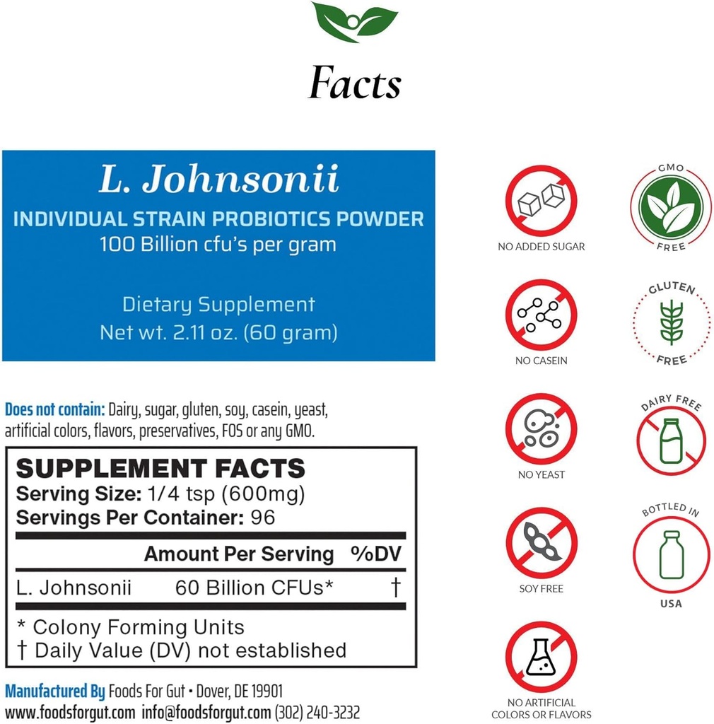 Alimentos para Gut Lactobacillus Johnsonii Pó Probiótico 100 bilhões de ufc's Não Aditivos □ Direct from Manufacturer □ Sem Armazenamento de Terceiros